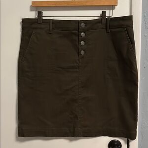 EUC Talbots Denim Cotton Blend Women's Brown Skirt.  Size 14.